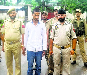 Irfan Ahmad Khan, main accused in the Mendhar blast case, in the police custody on Tuesday. 