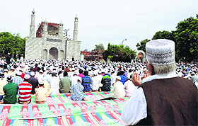 Muslims pray to celebrate Eid in Jammu and Srinagar on Tuesday;