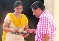 Mansa Deputy Commissioner Parveen Kumar Thind inspects midday meal at a government school during a surprise visit on Wednesday. A Tribune photograph