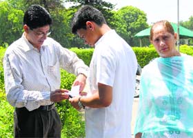 The victim’s family outside the Vice-Chancellor’s office at Panjab University in Chandigarh on Wednesday