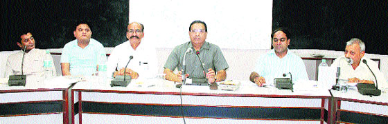 Kuldip Kumar, Chairman, State Finance Commission, presides over a 20-point programme in Una on Wednesday.