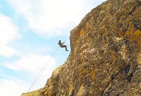 Scaling heights: A soldier from High Altitude Warfare School (HAWS), a training and research establishment of the Army, takes training in high altitude mountain warfare in Drass near Srinagar on Wednesday