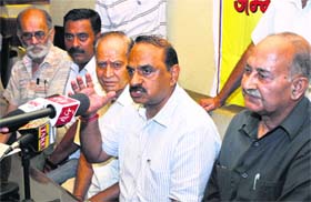 Members of the Jammu Province People Forum address the media on Wednesday