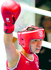 Pinki celebrates her quarterfinal win on Wednesday. Other than her, Sarita Devi too made the semis in women section. 