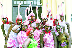 fun time: Revelers poses for a picture before the 