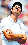 Alastair Cook smiles during the presentations after Englands win on Thursday