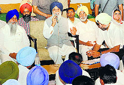 Chief Minister Parkash Singh Badal during a sangat darshan programme in Lambi Assembly segment in Muktsar district on Friday