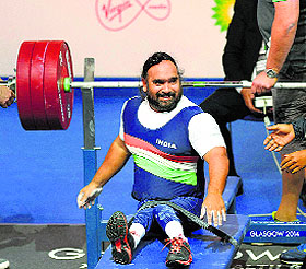 Rajinder Rahelu won a silver medal in the powerlifting event in Glasgow on Saturday.