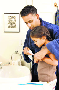 Don’t rinse immediately after brushing as this will wash away the fluoride