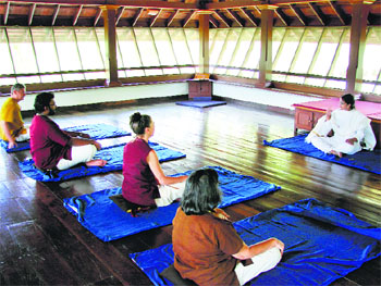Starting the day with yoga Photos by the writers