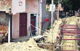 A dilapidated stretch close to the sewer line at Lal Singh Basti in Bathinda.