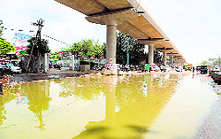 Sewage accumulated near Ajronda Chowk in Faridabad on Saturday