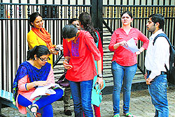 Candidates at a centre in Ambala on Sunday