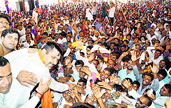 Devender Singh Babli during a rally at Tohana in Fatehabad district on Sunday