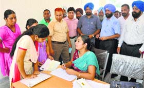 Students from across the state take admission in Meritorious School in Jalandhar on Sunday.