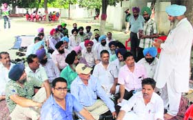 Veterinary inspectors during a meeting at Desh Bhagat Yadgar Hall in Jalandhar on Sunday.
