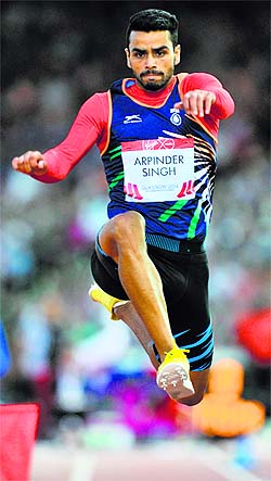 Arpinder Singh won the bronze medal in the triple jump event with an effort of 16.63m.