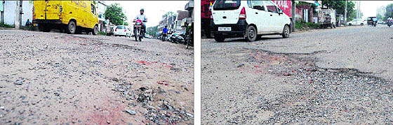 Broken roads in the Civil Lines area, near Anand Avenue, speak volumes about the inefficiency of the Municipal Corporation in Amritsar.