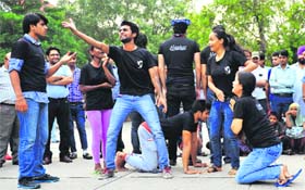 Artistes from the Alankar Theatre Group stage a play, "Andher Nagari" at Sector 17, Chandigarh, on Monday.