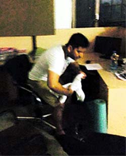 Rape accused Davinder Singh Gill at the Chandimandir police station in Panchkula.