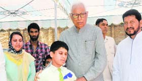 Governor NN Vohra after laying the stone of a centre for differently abled in Semthan on Monday.
