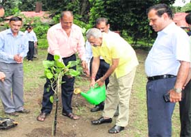 Dr PP Bhojvaid, Director, FRI, plants a sapling during Van Mahotsav celebrations in Dehradun on Monday