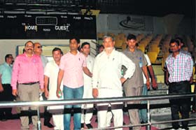Chief Minister Harish Rawat inspects Maharana Pratap Sports College in Dehradun on Monday