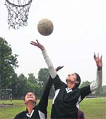 A match in progress during the St Soldier State Netball Trophy in Chandigarh. Tribune Photo: Manoj Mahajan