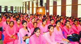 An anti-ragging programme underway at Government Polytechnic College in Kangra on Tuesday.
