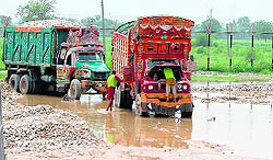 The open area where gypsum imported from Pakistan is unloaded at the ICP