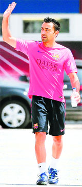 Barcelonas Xavi Hernandez at Joan Gamper training camp, near Barcelona, on Tuesday.