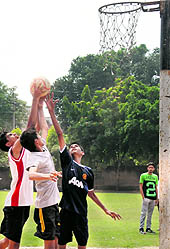 Players in action during the final match of the boys' category in Chandigarh on Wednesday