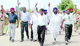 Members of the Valmiki community lodge a protest following the last weeks lathicharge in Kapurthala on Wednesday.