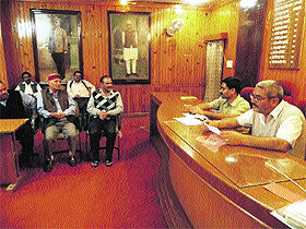 The SDM, Mussoorie, along with MC president Manmohan Singh Mall hold a meeting on I-Day celebrations on Wednesday.