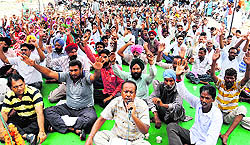 MC employees protest as their strike enters Day IV in Bathinda on Thursday