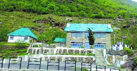 A view of the HP PWD rest house at Bairagarh in the Churah valley of Chamba district.