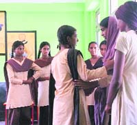 Students of Satya Bharti School enact a play. A Tribune Photograph