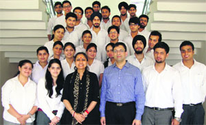 Students of MBA (international business) participate in an interactive session at the International Centre for Cross Cultural Research and Human Resource Management in the University of Jammu.