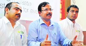 Officials of the A2Z Group address mediapersons in Ludhiana on Friday.