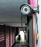 A CCTV camera installed in a corridor of Hansraj Public School, Sector 6, Panchkula