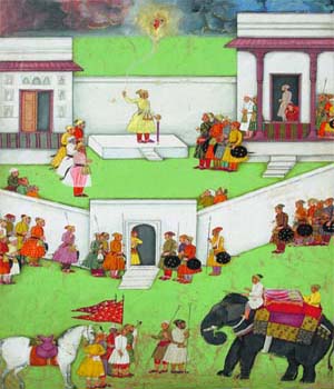 Kamsa tries to kill the girl: the goddess Yogmaya