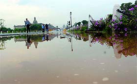 Rajpath after heavy rains in New Delhi on Sunday. 