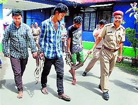 Three students arrested by the police for alleged gang-rape of a minor girl belonging to the tea tribe community in Dibrugarh, Assam, on Sunday.