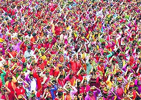 People participate in an Adi festival rally in Ooty on Sunday.