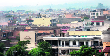 An aerial view of Nayagaon on Monday.