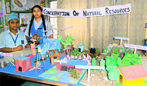 Students of Tribune Model School participate in a science exhibition at Guru Nanak Khalsa Senior Secondary School, Sector 30, in Chandigarh