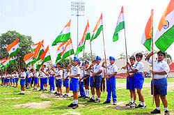 DAV International School students participate in rehearsals for the Independence Day function