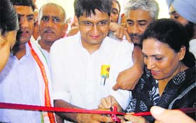 Rohtak MP Deepender Hooda inaugurates classes in a government school at Assandh on Tuesday.