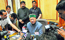 Virbhadra Singh, Chief Minister, addresses mediapersons after the Vidhan Sabha session in Shimla on Tuesday