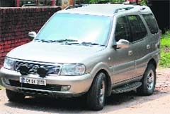 The Tata Safari, which was used to commit a robbery on July 25, parked at the Sector 5 police station in Panchkula. A Tribune photograph